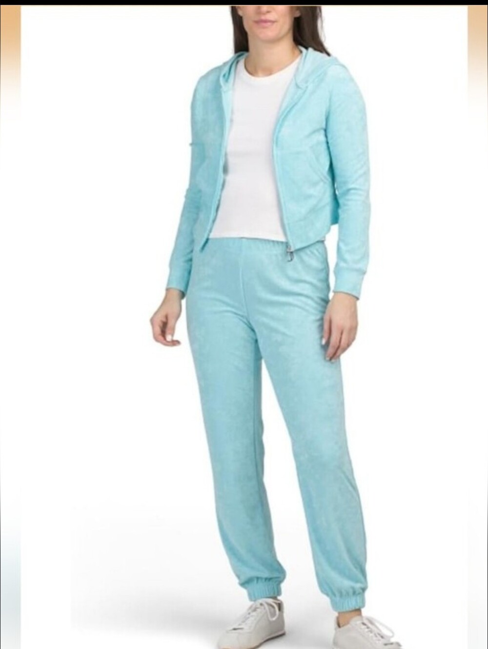 Juicy Couture Light Blue French Terry Zip Up Hoodie & Pants Set Size L